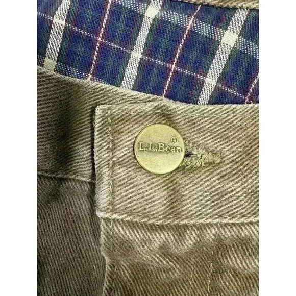 LL Bean men’s warm flannel lined brown jeans size 46 X 24-hemmed - Picture 5 of 8